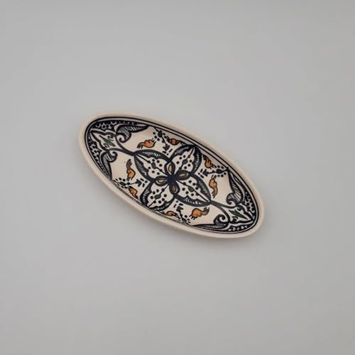 Marokkanische Servierplatte, oval, schwarz, L 20 cm