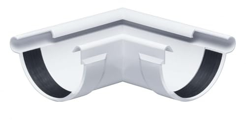 INEFA Ángulo de canalón 90 grados, semicircular 125mm Blanco PVC | Ángulo exterior con reborde exterior, pieza de unión accesorio de canalón, Made in Germany
