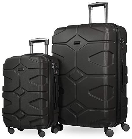 HAUPTSTADTKOFFER - X-Kölln - 2er Koffer-Set Trolley-Set Rollkoffer Reisekoffer, TSA, (S & L), Schwarz matt