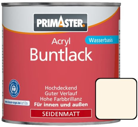 Primaster Acryl-Buntlack Satin Cremeweiß, 375 ml