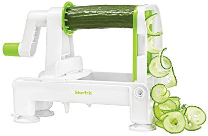 Starfrit 092936-004-0000 Foldable Spiralizer with 3 Interchangeable Blades, White/Green