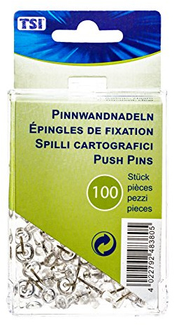 TSI Pinnnadeln transparent/glasklar, 100er Packung, in der praktischen Aufbewahrungsbox, Art. Nr. 48380