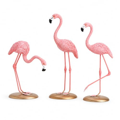 Notakia GAOBEI Kunstharz-Skulptur, Statue, Ornament, Wohndekoration, Zubehör, Tier, Flamingo, Vögel, Statue für Wohnzimmer (Set von 3)