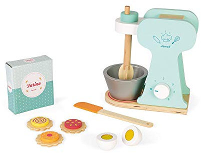 Janod - Set „Kleiner Konditor“ aus Holz - Rollenspielzeug Küche und Esszimmer - 6 Utensilien im Lieferumfang enthalten - Ab 3 Jahren, J06605