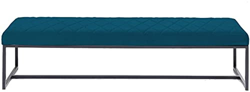 Kare Design Bank Smart Velvet, Petrol, Sitzbank, Polsterbank, Samtoptik, Stahl Gestell, 40x150x40 cm (H/B/T)