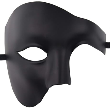 Lilwemen Maschera da uomo Maschera da travestimento Fantasma dell'Opera Mezza maschera (nera)
