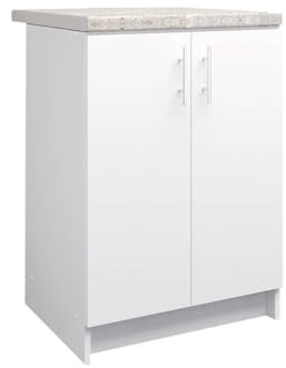 JD Greta Fixed Height 600mm Kitchen Base Cabinet Floor Unit with 38mm Worktop – White Matt
