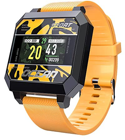 SDTYYP LOKMAT Ocean 2 Pulse Anti-Fatica Orologi da Polso digitali Fitness Tracker Uomo Smart Watch con Telecomando Intelligente per Android iOS (Yellow)