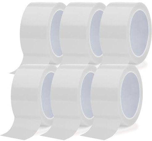Buy Safe - Nastro Adesivo Bianco per Imballaggio, Aderenza Immediata e Duratura, Nastro Imballaggio Resistente e Silenzioso per Spedizioni e Trasloco, Confezione da 6 Rotoli, 50mm x 66m