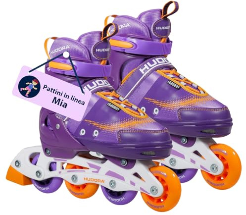 HUDORA Patines de ruedas Mia Morado – patines para niños/adolescentes y adultos – tallas 33–36 – ajustables en 4 tallas – cómodos y elegant