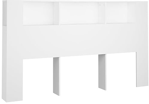 vidaXL Bettkopfteil und Wandschrank, Schlafzimmermöbel, mit Aufbewahrung und Zubehör, 180 x 18,5 x 104,5 cm, weiß