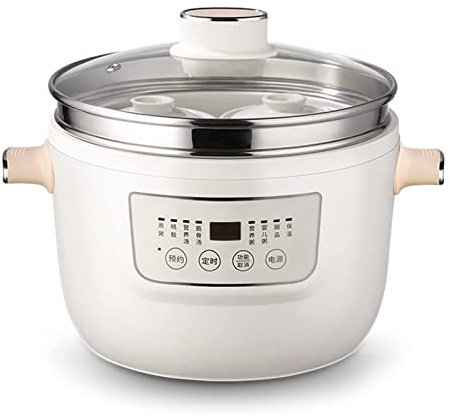 Olla de cocción lenta digital, olla de estofado eléctrica, olla de cocción múltiple con revestimiento de cerámica de 3L con temporizador de inicio retrasado y apagado automático, olla de sopa de cerám