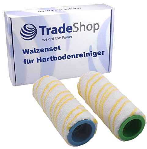 Trade-Shop 2in1 Set Rollenbürsten Reinigungswalze kompatibel mit Kärcher FC3 FC5 FC7 EWM 2 ersetzt 2055-0070 2055-0060 / Hartbodenreinigung