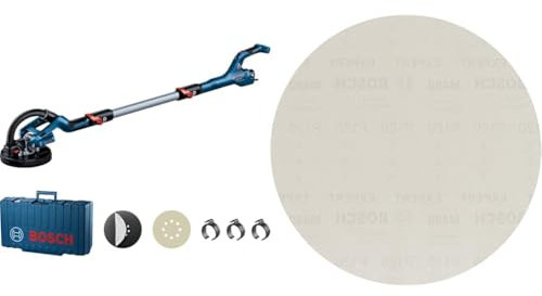 Bosch Professional Trockenbauschleifer GTR 55-225 (inkl. 1x Schleifblatt, 1x Schleifteller, im Handwerkerkoffer) + 25x Expert M480 Schleifnetz (für Hartholz, Farbe auf Holz, Ø 225 mm, K120, Zubehör)