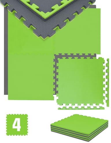 EYEPOWER Trainingsmatte 2cm Extra-Dick: 1m² 4 Große EVA 50x50 Bodenmatten - Bodenschutzmatte 100x100 cm Turnmatte Fitness Sport Matte Fitnessraum Puzzlematte Fitnessmatte Sportmatte Bodenmatte
