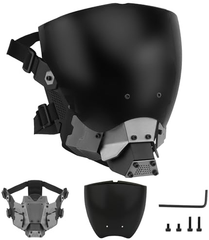 Gunyoo Cyberpunk Airsoft Maske, Tactical Commander Cosplay Schutzmaske Anti Fog Atmungsaktiv für Filmrequisiten Halloween Party und andere Outdoor Aktivitäten