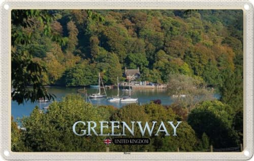 vianmo Plaque en tôle 12x18 cm Greenway River UK England Déco Cadeau Métal Panneau