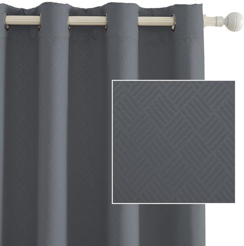 Ystyle Tende Oscuranti per Interni 2 Pezzi, 140x280 CM, Termiche Isolanti, Anti-Rumore, con Anelli, Tenda Moderna Per Camera da Letto e Soggiorno, Grigio Scuro