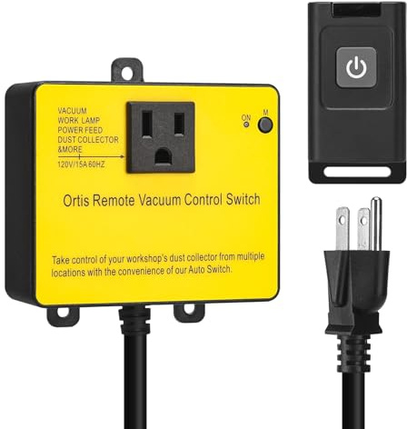 Dust Collector Remote Switch, Ortis 120V Wireless Remote Switch for Dust Collector, 328FT Wireless Range (Battery Included), Heavy Duty Design, Save Your Time and Energy, Enhance Your Work Safety