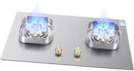 Gas Cooktop,2 Burners Stainless Steel Gas Hob,7.2KW NG/LPG Gas Stove,for Caravan Home Camping Catering Electronic Pulse Type Gas Stove (Color : LPG)