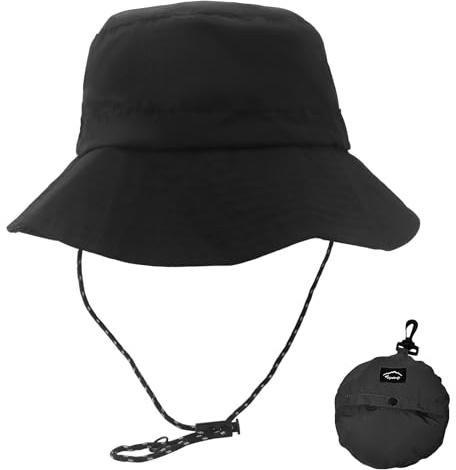 Miruchertter fiskemössa för män kvinnor vattentät och snabbtorkande fiskehatt UV-skydd solhatt packbar sommarhatt lämplig för utomhusaktiviteter svart, svart, 5 5/8