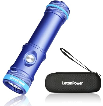 LetonPower Tynny-13se taucherlampe Dive Light 2200 Lumen tauchlampe, 6 Modi taucherlampe unterwasser, Schnorcheln Licht mit Akku und Typ-C-Ladung für Tauchen Taschenlampe (Blau)