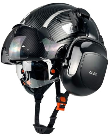 HaoYiShang Casco di sicurezza industriale in fibra di carbonio con doppi occhiali visiera paraorecchie paraorecchie protezioni lavoro hight ABS sicurezza hard hat ventilato cappello duro industriale