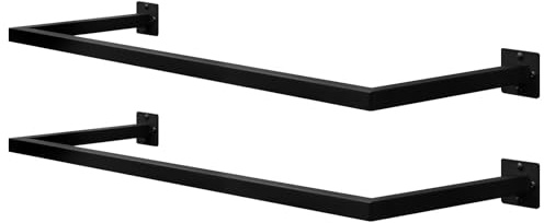 eSituro 2er Set Kleiderstange Wand Rechteck, Garderobenstange Wandmontage, aus Industrierohr, platzsparend, für Flur Küche Wohnzimmer Badezimmer, 50 kg belastbar, 114x6,5x30 cm, Schwarz | Industrieller Schlauch, platzsparend, für Flur, Küche, Wohnzimmer, Badezimmer, Tragkraft 50 kg, 114 x 6,5 x 30 cm,