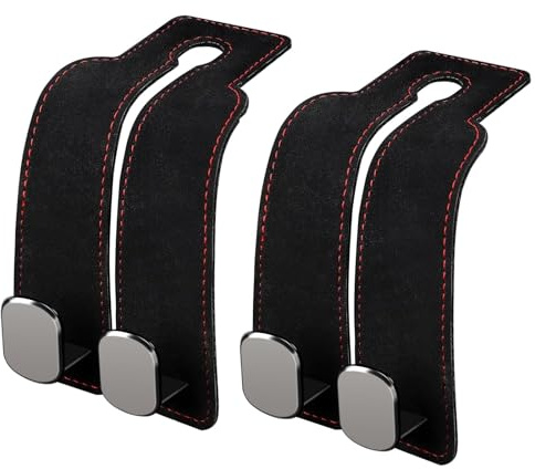 HVIERO 2 Stücke Auto Haken, Taschenhalter Auto Kopfstütze, Aufbewahrungshaken Autositz, Haken Kopfstütze Auto für Lebensmittel-Taschen, Handtaschen Organizer (Schwarz)