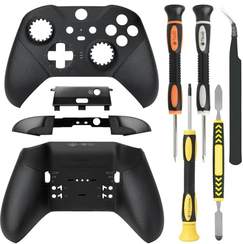 Housing Shell Faceplate Front Back Case Top Cover Bottom Case LB RB Bumper Trigger Button Middle Baffle for Xbox One Elite Series 2 Elite Series 2 Core Controller Replacement Parts(Black