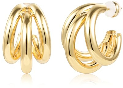 ALEXCRAFT 14K Gold Ohrringe Silber 925 Post Groß Ohrstecker mit Anhänger | Mode Statement Dupes Ohrringe Hängend Ohrhänger Dick Ohrstecker mit Anhänger Groß Chunky Klobige Tropfenohrringe Damen Frauen