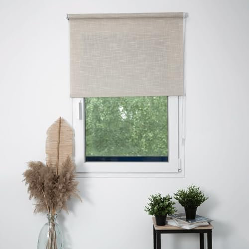 MADECOSTORE Rollo, lichtdurchlässig, Würfelstruktur – Essentiel – cremefarben – L 118 x H 190 cm