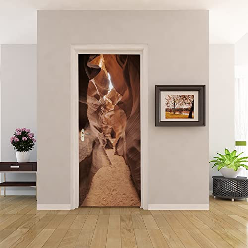 3D Türtapete Türaufkleber Selbstklebend 80x200 Türfolie Poster Fototapete Türbilder Türtattoos Wasserdichte Tür Stickers für Kinderzimmer Wohnzimmer Badezimmer Höhle