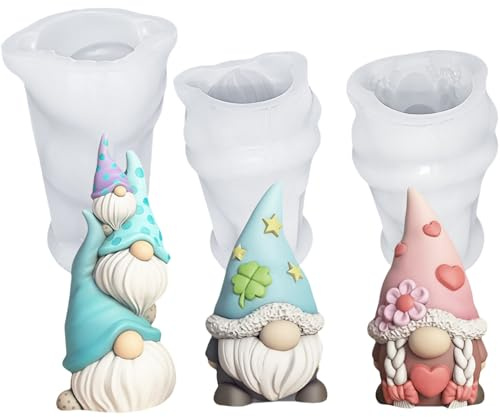Silikonform Weihnachten Wichtel, 3er Silikonformen Gießformen Weihnachten | Silikonform Wichtel Gips Zum Gießen, Gießformen Silikon Wichtel Kerzenformen zum Gießen Wichtel für Weihnachtsdeko
