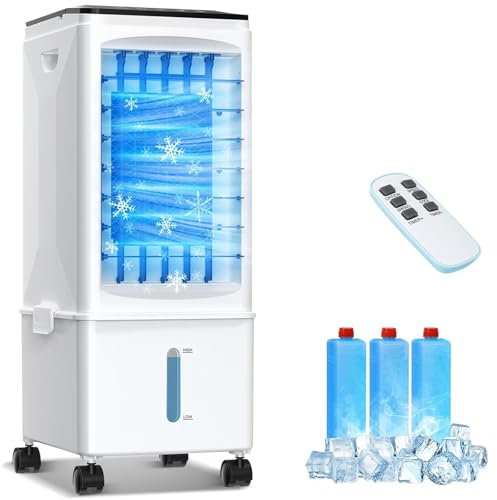 Portable Air Conditioners, 3-IN-1 Evaporative Air Cooler, 2.5 Gal Fast Cooling Portable AC Unit w/Remote & Timer, 3 Speed Quiet Swamp Cooler, Windowless Air Conditioner Fan for Room Office Garage