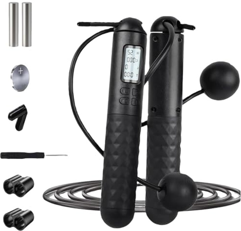 Jump Rope, Weighted Jump Rope for Fitness, Skipping Rope with Counter - Heavy Handles,Adjustable Digital Counting for Women,Men, Adults, Kids