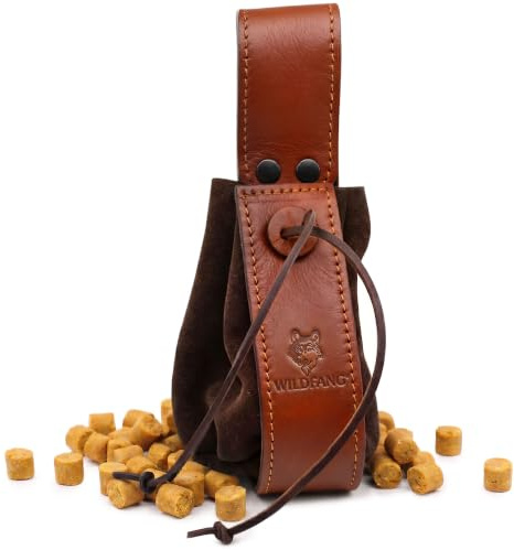 Wildfang® Porta Snack per Cani – Borsa Porta Premietti in Pelle Premium per Addestramento Cani, 12×8 cm, Dispenser per Snack con Passante per Cintura, Borsa Mani Libere per Passeggiate e Training