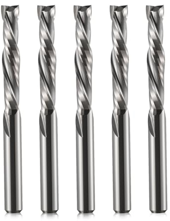 Set di 5 punte per frese in metallo duro da 4 mm, lunghezza di taglio 22 mm, punte di compressione a spirale CNC Router Bits End Mill per fresatrice CNC, lavorazione del legno, confezione da 2 pezzi