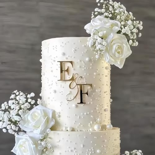 Personalisierter Name Initialen Kuchen Toppers, Mehrfarbiger Spiegel Acryl Hochzeitskuchen Dekor, Benutzerdefinierte Name Buchstaben Kuchen Dekoration Geburtstag, DIY Zeichen