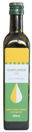 Huile de tournesol 500ml – Pressée à froid, Non filtrée, Non raffinée – Sans additifs, sans conservateurs, sans colorants – Produit naturel