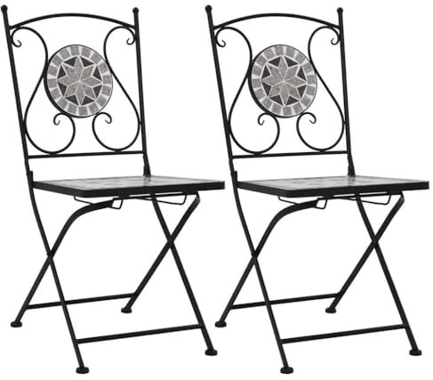 Homvdxl Outdoor-Klappstühle mit Keramiksitz, für Terrasse, Hinterhof, Strand, 2 Stück, Grau