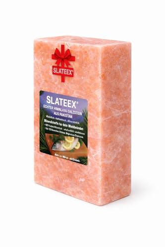 Pierre de sel de l'Himalaya XL 20 x 10 x 5 cm – Grande plaque de sel pour griller et rôtir – Convient à un usage alimentaire, naturel et sans produits chimiques – Pour barbecue et cuisine