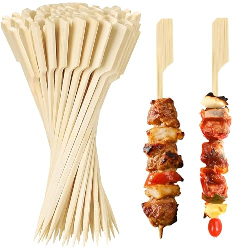 YIIWONI 9 cm Grillstäbchen,200 Stück Holzspieße Food Pick für Obst,lang Bambusspieße,Spieße zum Grillen,Schaschlikspieße für Obst Grills,Zahnstocher Cocktail-Picks,Spiesse für Obst Snacks Fingerfood