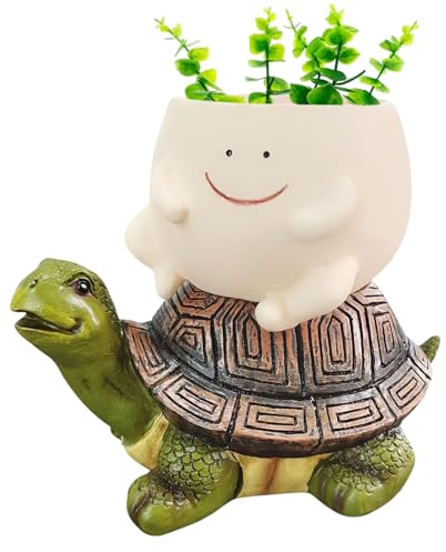 Cute Plant Pots, Resin Turtle Riding Houseplant Planter, Decorative Animal Pot for Succulents and Small Plants, Ideal for Home, Living Room, Yard, Terrace, Courtyard, Porch Decor