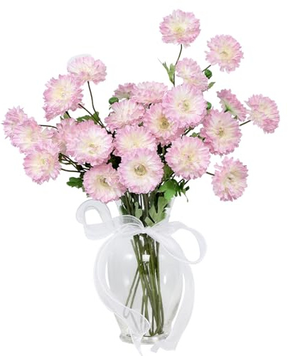 DuHouse Bouquet di 6 fiori artificiali di gerbera, margherite finte, per casa, giardino, cucina, matrimoni, decorazioni per feste (rosa)