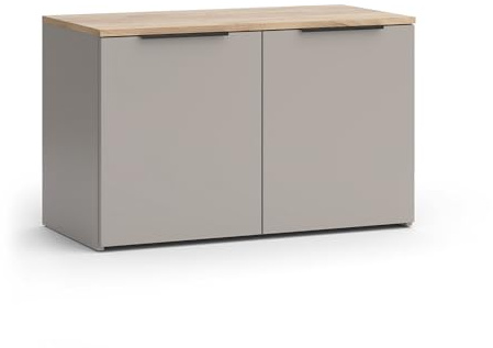 Vicco Kommode Wido, Greige, 80 x 50 cm | mit 2 Türen, geeignet zur Aufbewahrung von Kleidung und Haushaltsgegenständen