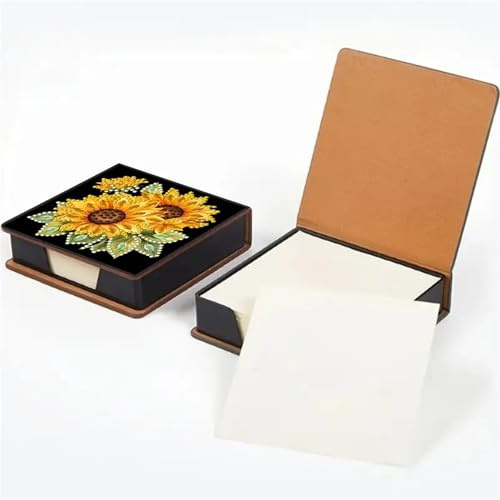 NDNXYXGS Diamond Painting Kit Note Box,Memo Paper Storage Box Diamond Art,Sticky Note Holder Diamonds Art,Diamonds Painting Memo Pad For Office Desk. (Sunflower)