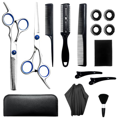 Friseurschere Set 15-teilig 6.7 Zoll Haarschneideschere Effilierschere | Japan-Stahl, Profi Haarscheren Set Mit Zubehör, Für Damen Herren Kinder, Präzises Schneiden Ausdünnen, Zuhause Salon Styling
