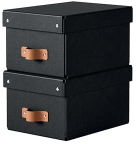 Leitz Puro Aufbewahrungsbox mit Deckel, Klein, 2er-Set, stapelbar, 7 L, Organizer-Box für Regale und Schränke, aus FSC-Karton, für Büro und Home Office, 20 x 26 x 15 cm, Schwarz, 61470095