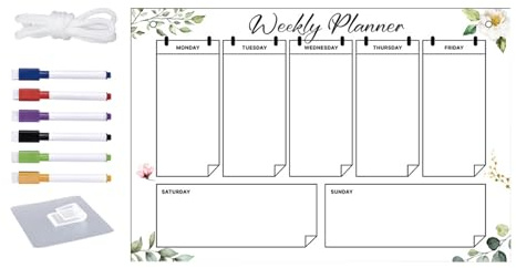 Tablero de planificación semanal de acrílico: organizador de calendario de pared de borrado en, planificador de horarios claro para la escuela, la oficina en casa | Tablero planificador semanal r